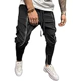 Casual Pants für Herren Schnürung Elastic Waist Loose Feet Jogging Slim-Fit Casual Hose mit Seitentaschen Large