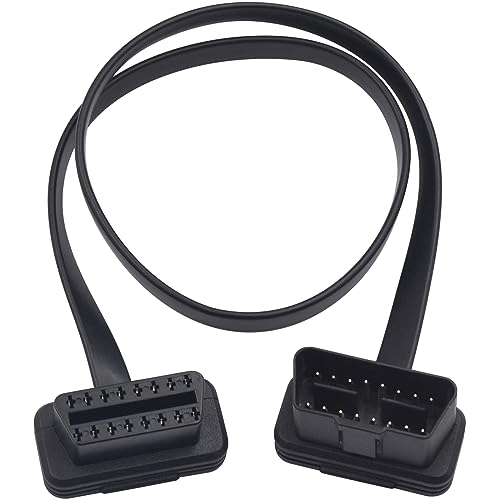Duttek OBD2 Extension Cable 2FT/60cm, OBD2 16-pin Male and Female Flat Ribbon Cable. for Car Auto OBDII Scanners Code and All OBD II Equipment