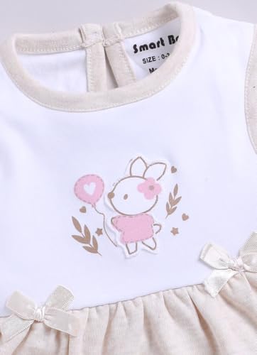 Image of Smart Baby Cotton Frock Set for Baby Girl - Stylish Soft Dress | Bunny with Balloon Applique | Pack of 1