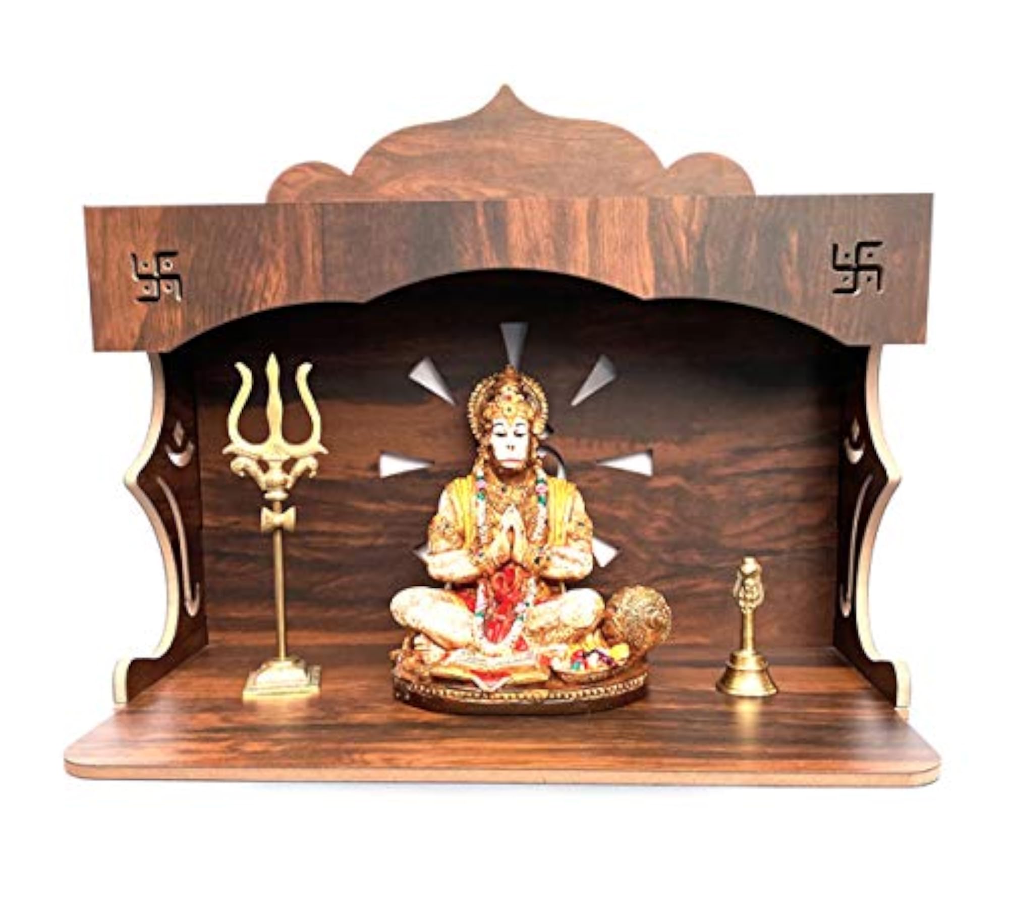 Wooden Wall Mounted Temple for Home with Om Cut Design