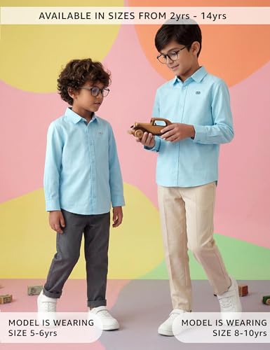 Image of Amazon Brand - Symbol Boys 100% Cotton Casual Shirt | Full Sleeves | Regular Fit | Age 2-14 Years