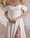 Rjer Off The Shoulder Wedding Dress Lace Long Sleeve Wedding Dresses for Bride Bridal Gowns with Slit Ivory Size 2