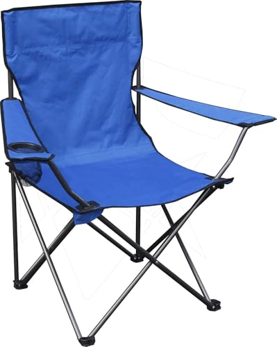 Image of Foldable Stool Portable Collapsible Seat with Metal Frame and Oxford Cloth, Compact Folding Design with Carry Case, Black (Blue)
