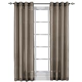Solid Abri Grommet, 100-Inch Wide-by-84-Inch Long, Set of 2, Crushed Sheer Curtain Panels, Mocha -  Wholesalebeddings