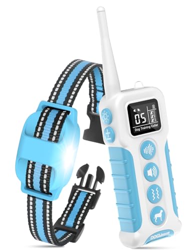 DOGLinsen No Shock Dog Training Collar, Vibrating Dog Collar with Remote 3300ft, Beep and Vibration Collar for Dogs 10-110lbs | Vibrate Only, No Prongs | Painless&Humane to Stop Bad Behaviors (Blue)