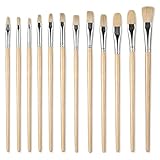 Qfgasre 12Pcs Pottery Glazing Brushes Mop Brush For Acrylic Painting Blending Paint Ceramic Brush Set Soft Bristle Glaze Brushes For Ceramics Pottery Glazing Creation Art Painting