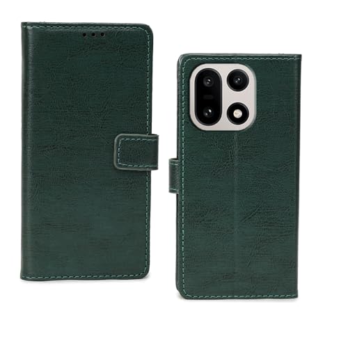 Image of amazon basics OnePlus 15 5G Flip Cover | Card Pockets Wallet & Stand | Flip Cover for OnePlus 15 5G (Green)