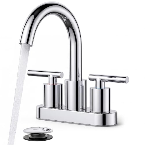 Image of FORIOUS Centerset Chrome Bathroom Faucet 4 Inch, Mirror Faucet Commercial