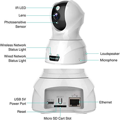 Tovendor 1080P Security Home Camera, WiFi Camera Indoor Surveillance System, IP Camera Baby Monitor with Motion Detection Tracking Night Vision