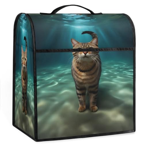 Coffee Maker Cover Ocean Cat Kitchen Appliance Covers Small Appliance Covers Blender Cover Juicer Cover Dust Covers for Kitchen Appliances with Top Handle and Pockets,Washable,C243