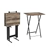 Wooden folding tv trays set of 4 industrial eating tray tables for living room industrial foldable snack side table dinner tables for small space  urban country home decor