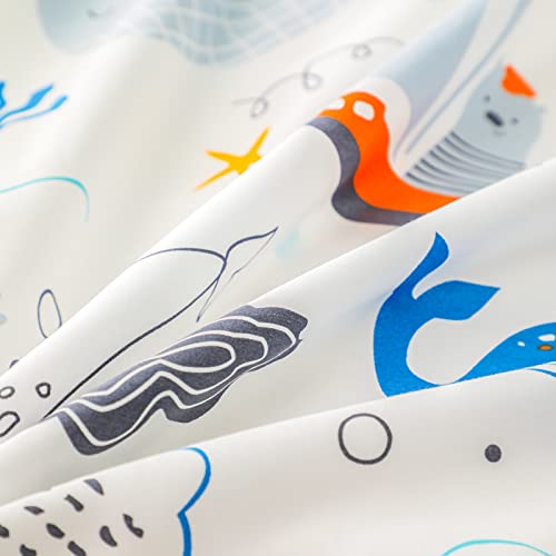 Simple&Opulence 100% Organic Cotton Duvet Cover For Kids Teens, 3 Pieces Soft Comforter Cover With Zipper Closure Cool Boy Girl Sea Sailboat Ocean Bedding Set - Whale, Twin #TOP4