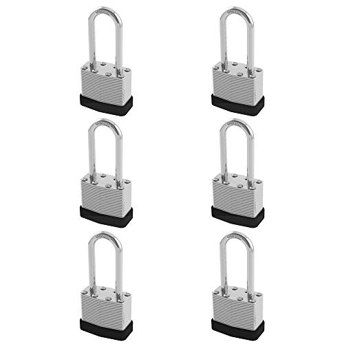 CINCINNO Laminated Heavy Duty Padlocks Keyed Alike Set of 6ï¼ŒKey Lock of 1-9/16\"(40mm) Wide Body 2-inch Long Shackle Padlocks with Same Keys