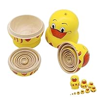 Pipihome Russische Matroschka Puppen Spielzeug Set, 10-teilige Gelbe Matroschka Ente Aus Holz, Russische Matroschka Puppen Für Kinder, Russische Stapelpuppen Tischdekoration Für Schränke, Wohnzimmer