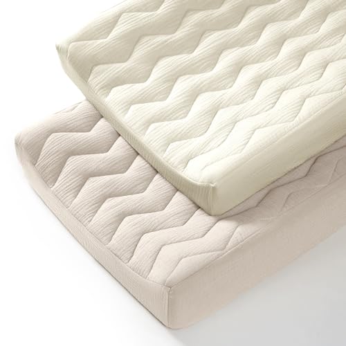 Image of lulumoon Muslin Changing Pad Cover: Baby Cotton Quilted Changing Table Cover - Soft Changing Pad Sheets for Boys Girls