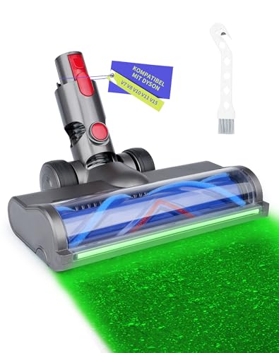 Bürste für Dyson V7 V8 V10 V11 V15 mit Grünem LED Licht Bürstenwalze Bodenbürste Geeignet für Hartböden & Kurzflorige Teppiche Staubsauger Zubehör Ersatzbürste
