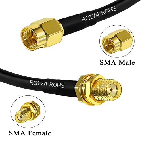 TUOLNK SMA Wifi Antenna Extension Coaxial Cable Male to Female Low Loss RG174 Coaxial Cable+ 3PCS SMA Adapter Set for 2G 3G 4G LTE WiFi Antenna,ADS-B,GPS 9.9FT(3M) - Image 4
