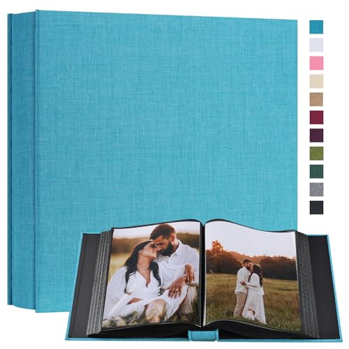 Image of potricher Small 8x10 Photo Album 160 Pockets Linen Cover Large Capacity Picture Book for Family Wedding Anniversary and Baby (Blue)