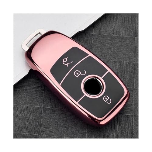 Coque de clé Mercedes antichoc en TPU rose protecteur W213 W205 GLC