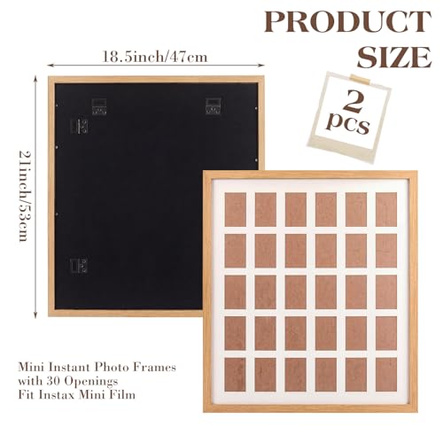 Image of Namalu 2 Pcs 2 x 3 Multi Pictures Collage Frame Wall Decor with 30 Openings Wood Mini Film Photo Wall Frames for Display Wedding Decoration, 18.5 x 21 Inches