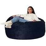 Amazon Basics Large Bean Bag Chairs for Adults, 5 ft Blue Memory Foam Filled with Solid Microfiber Cover