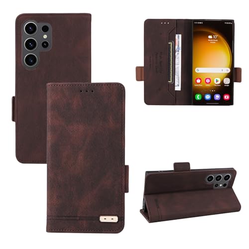 Protection d'écran Samsung S24 Ultra, étui portefeuille cuir PU et coque TPU antichoc