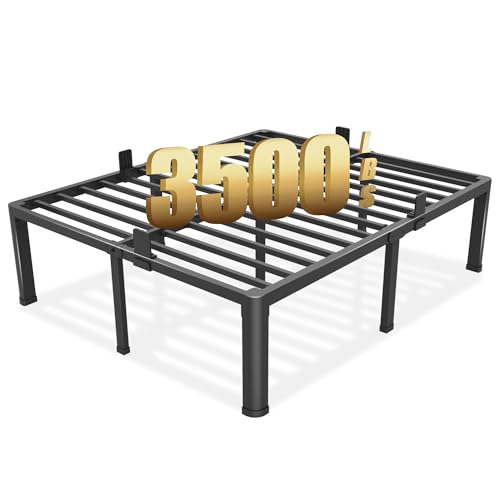 Yitong Angel 18 inch California King Bed Frame with Round Corner Legs Mattress Slide Stopper,3500 lbs Heavy Duty Metal Platform,Steel Slat Support,No Box Spring Needed,Easy Assembly,Noise Free