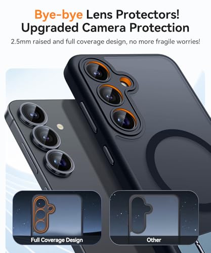 Image of CANSHN Strong Magnetic & Seamless Stand Designed for Samsung Galaxy S25 Plus Case (2025) [Adjustable Kickstand] [Compatible with Magsafe] Translucent Matte Back, Black