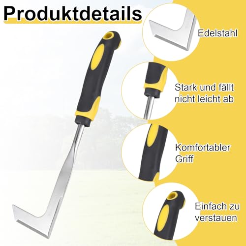 30cm Fugenkratzer mit Kunststoffgriff, Fugenkratzer Unkrautmesser Edelstahl, Unkrautstecher mit gezackter Kante, unkrautstecher für Jäten, Lösen, Geschenk für Gärtner