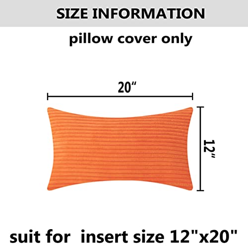 Home Brilliant Lumbar Pillow Cover Fall Super Soft 12X20 Inches Pillow Cover Corduroy Rectangle Throw Pillowcase For Bedding Couch Chair, Burnt Orange, 30X50Cm #TOP4