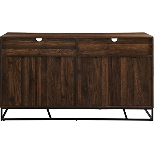Walker Edison Angled Door Cabinet-Sideboard-Buffet With Open Shelf Storage, 58, Dark Walnut #TOP4