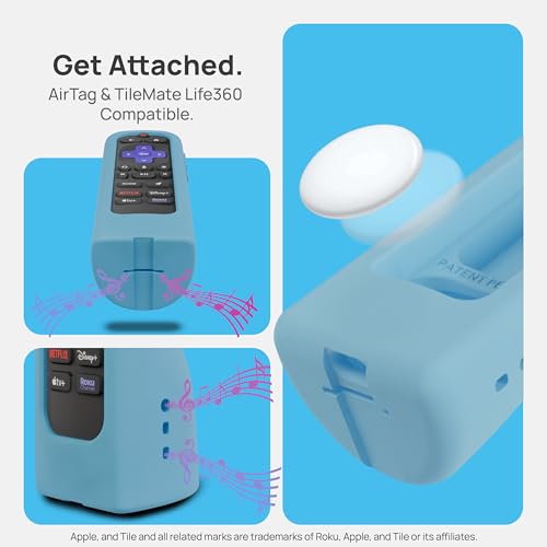 Image of GripStand by 73&Sunny Silicone Remote Cover for Roku Voice, Stand Up Design, Enhanced Grip, Compatible with TV Streaming Stick Plus 2025 4K /HD /HDR, Fits AirTag & Tile Mate, Sky Glow