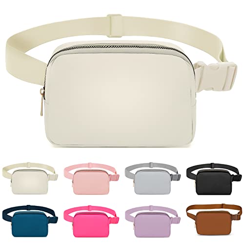Riñonera para Mujeres y Hombres, Riñonera de Moda, Riñonera Viaje Impermeable Ajustable para Viajes, Caminatas, Campamentos, Bicicleta, Correr, Deportes al Aire Libre (Beige)