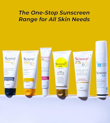 Image of Sunstop Gold Sunscreen Gel SPF 55 PA+++ | Matte Finish & Sweat /Water Resistant 50g,Pack of 2