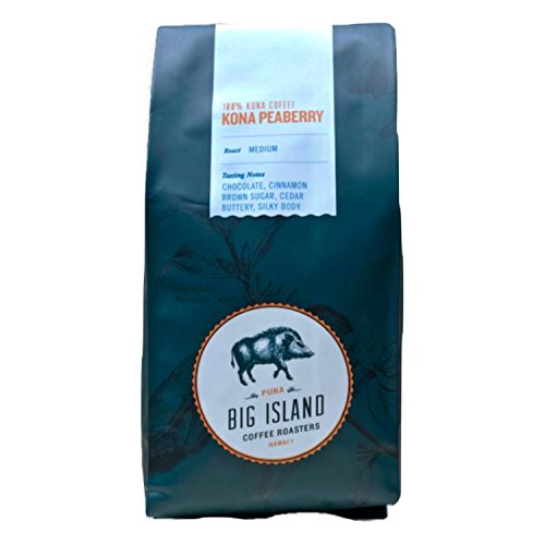 Kona Peaberry Coffee (10 oz) - Hawaiian Kona Coffee Beans Whole, 100% Peaberry Coffee. Medium Roasted by Big Island Coffee Roasters
