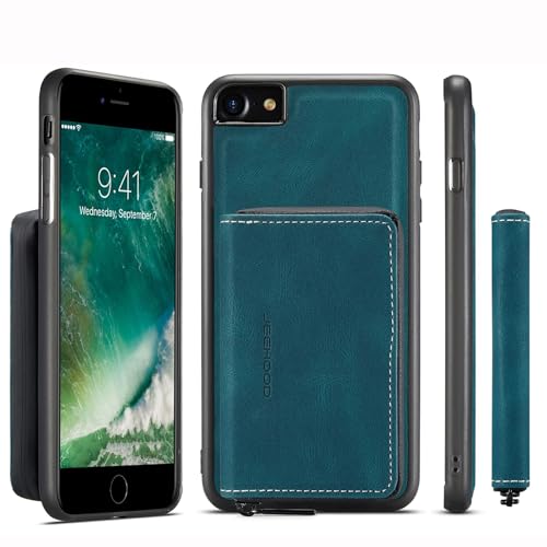 Coque iPhone 7 Plus antichoc avec étui portefeuille détachable en cuir