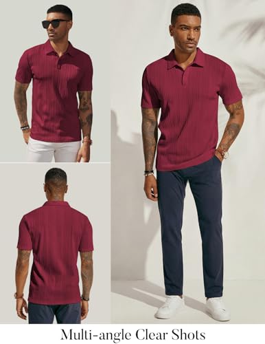 Image of PJ PAUL JONES Mens Polo Shirts Short Sleeve Textured Knit Polos