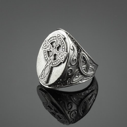 Silver Celtic Cross Trinity Knot Ring2