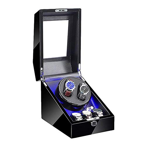 WYUYIW Enrollador De Reloj Enrollador De Reloj Bobinado Automático con Luz LED Almohada Suave para Reloj Adaptador De CA Y Motor Silencioso Alimentado por Batería, Enrollador De Reloj 2+3