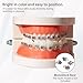 1 Pair Temporary Removable Teeth Braces, Clip on Braces for Teeth with Metal Wires, Metal Bracket and Orthodontic Ligature Ties for Dental Students to Practice (Rose Red)
