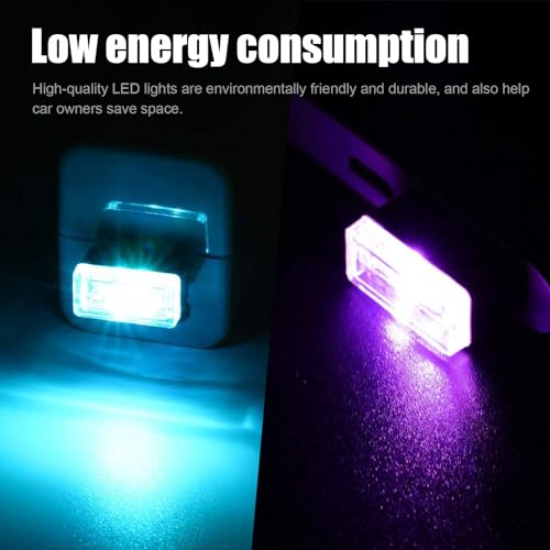 image for Ziciner 4 PCS USB LED Car Interior Atmosphere Lamp, Portable Mini LED 