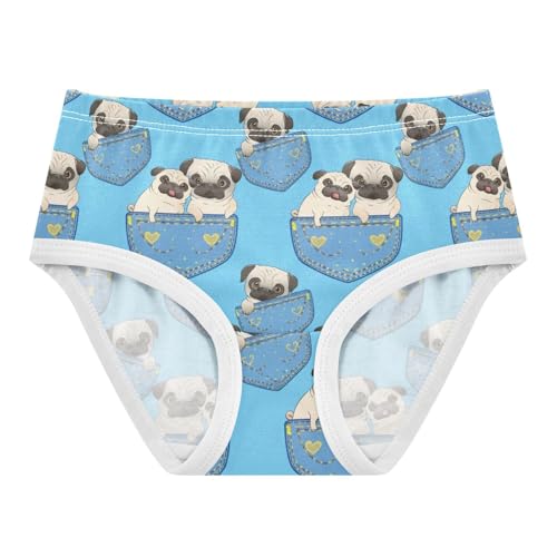 Joisal Cute Cartoon Pugs Blue Girls Underwear Toddler 2t Cotton Panties for Girl Print Briefs Undies Kids