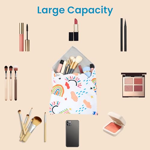 Image of Self-Adhesive Magic Cloth Portable lazy Makeup Bag Cosmetic Pouch Widely Used for Camera Lens Wrap,Protective Cover Laptop Sleeve,Folding,Washable(13.8 inch X 13.8 inchRainbow)