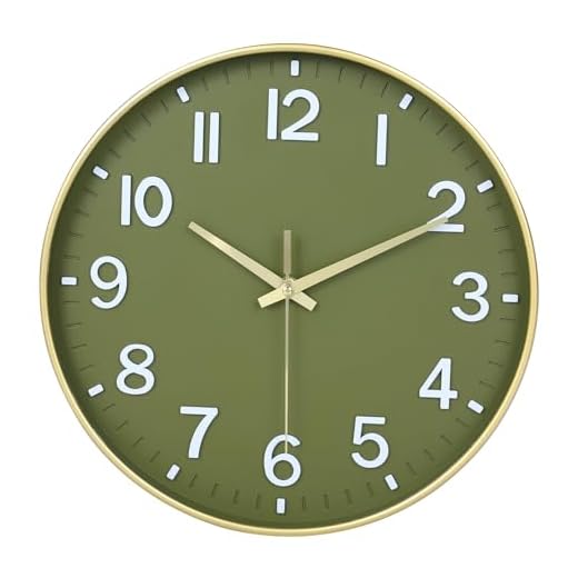 HZDHCLH Wall Clocks Battery Operated,Wall Clock Green Gold,8 inch Wall Clock Silent Non Ticking Modern 3D Numbers for Kitchen Bedroom Living Room Office Classroom Decor