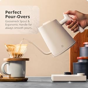 Greater Goods Electric Gooseneck Kettle, 1200W Stainless Steel with Precision Temperature Control, Fast Boil, BPA-Free, Ideal for Pour Over Coffee and Tea,1L (Birch) Greater Goods Electric Gooseneck Kettle 1200W Stainless Steel with Precision Temperature Control Fast Boil BPA Free Ideal for Pour Over Coffee and Tea1L Birch