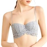 Sujetador Balconette para Mujer de Talla Grande Encaje Sexy con Aros Sujetadores Push up Media Copa Sujetadores de Encaje para Todos los días