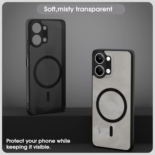 Image of Amazon Basics Back Cover for Vivo Y11 5G Compatible with Mag-Safe Smoke Back | Shockproof Design | Hard Transparent Back Case (Black Smoke Mag-Safe)