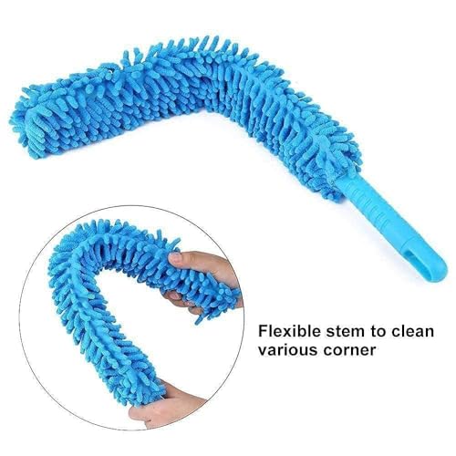 Image of TEKCOOL Fan Cleaner Brush with Long Rod Flexible Fan Cleaning Mop Microfiber Dust Cleaner Foldable Duster for Home Cleaning Microfiber Duster for Cleaning of Home, Kitchen, Car, Ceiling, Blue