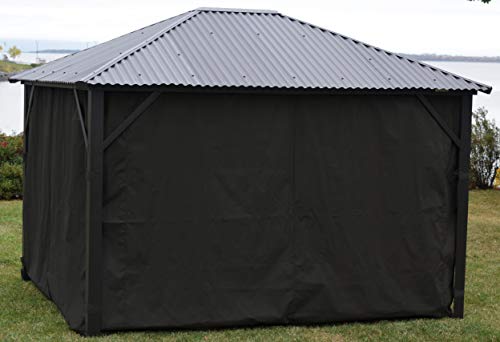 F. Corriveau International - Curtain For Gazebo 10 'X 12', Water Resistant, Black #TOP2