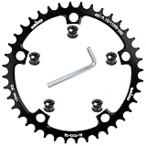 Goucrro, corona per bicicletta 110/130 BCD, 36/38/40/42/44/46/48/50/52/54/56/58/60 denti, corona stretta e larga, rotonda, con 5 viti, per bicicletta da strada e pieghevole (Nero, 130BCD-40T)